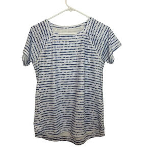 Talbots UPF 50 Sun Shirt Blue White Stripe Tie Dye Size Small